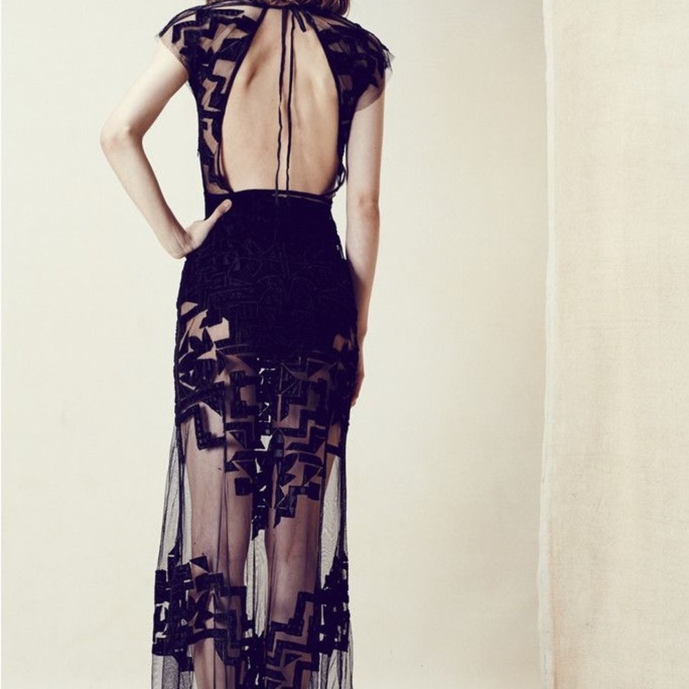 For Love And Lemons Black Vienna Maxi Dress Sz Small - Picture 4 of 6